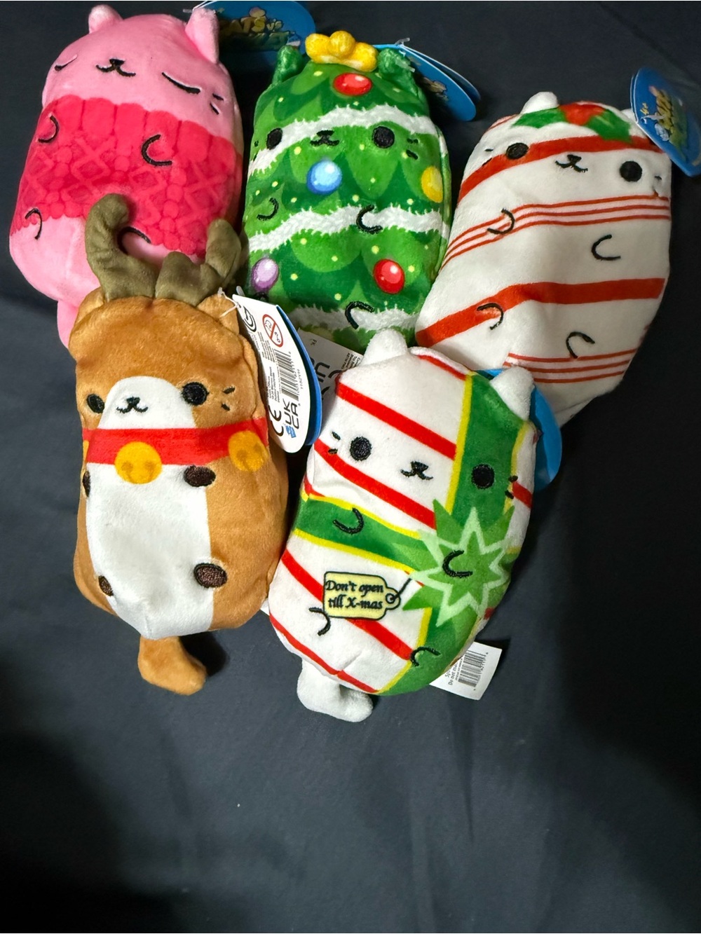 Cats vs Pickles Christmas Plush Bundle Cozzi Topper Prancer Kitty Kane